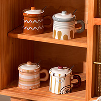 88VIP：Beisesi 贝瑟斯 创意马克杯日式复古陶瓷杯子带盖办公室咖啡杯茶水杯