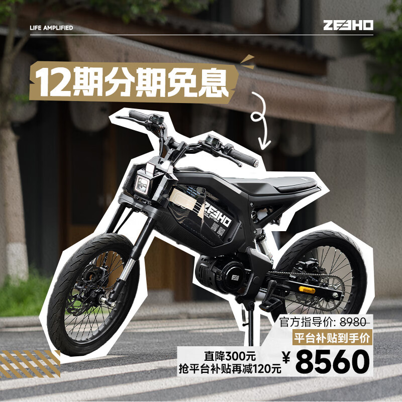 ZEEHO 极核CiTY FUN新国标电动自行车CITY FUN跨骑中置电机电自莫德灵黑