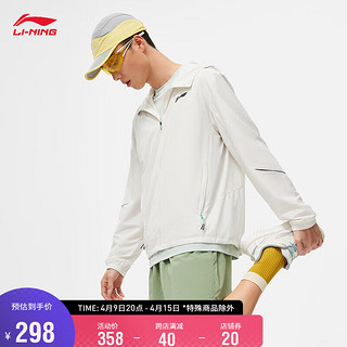 LI-NING 李宁 日常跑系列丨防风防泼水外套男子风衣2024春季连帽运动服AFDU051 银桦灰-3 XXL