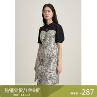 独束大码女装【双款可选】新中式拼接提花显瘦连衣裙姐妹国风装潮 水墨黑-连衣裙 6