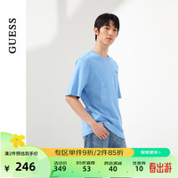 GUESS24年夏男女同款韩式简约青春纯棉短袖T恤-MO2K9438K BLU-蓝色 L