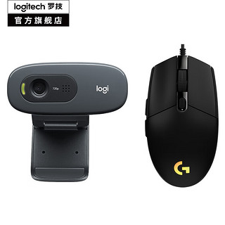 logitech 罗技 G） G102 游戏鼠标 有线机械电竞鼠标 8000DPI RGB炫彩宏编程 吃鸡 英雄联盟 G102+C270黑色