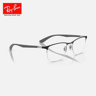 雷朋（RayBan）【2023】雷朋超轻光学镜架舒适半框男女款商务眼镜架0RX6513 3163黑色配银色 单镜框 尺寸55