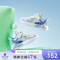 B.Duck小黄鸭童鞋女童2024春夏男儿童运动鞋网面透气中大童女孩网鞋 白蓝 32码 脚长19.9-20.4cm