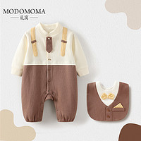 modomoma 婴儿衣服春装男宝宝绅士领带连体衣爬服百天周岁礼服洋气外出服潮