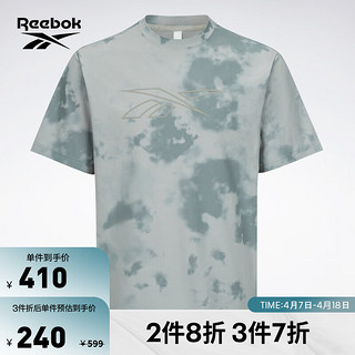 Reebok 锐步 官方23男子针织蛀虫纱休闲扎染印花短袖T恤  A/M