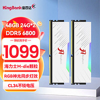 金百达刃DDR5内存 RGB灯条 6000  6800 7200 神光同步动感灯效 台式机D5高频电竞马甲条灯光 白刃DDR5 6800 48G【24gx2】C34 标配