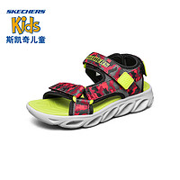 SKECHERS 斯凯奇 童鞋2024夏季新款儿童魔术贴时尚凉鞋400077L-BKRD