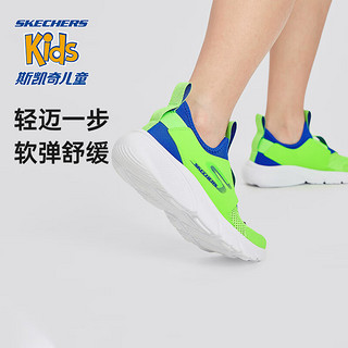 Skechers斯凯奇儿童鞋2024舒适一脚蹬休闲鞋女童透气运动鞋319056L 柠檬色/蓝色/LMBL 35码