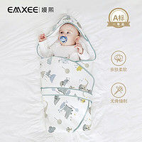 EMXEE 嫚熙 婴儿包被新生儿宝宝抱被防惊跳产房包单 四季款 雨夜童话 90×90cm