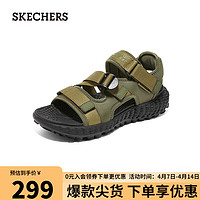 SKECHERS 斯凯奇 魔术贴凉鞋子男户外894231橄榄色/黑色557 42