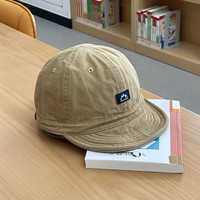 拂晓阁（fuxiaoge）美式短檐帽复古布标软顶棒球帽子男小众街头水洗工装软檐鸭舌帽潮 卡其色5cm软檐PRE山系短檐帽 可调节(55-59厘米)