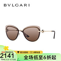 BVLGARI 宝格丽 太阳镜女款个性时尚渐变蝶形墨镜眼镜 0BV6182B 棕色渐变镜片淡金色镜框（278/13）