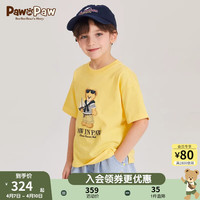 PawinPaw卡通小熊童装2024年夏新男女童印花短袖T恤 Yellow黄色/30 140