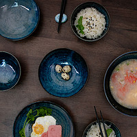 美浓烧 -天目釉瓷器餐具日本进口家用米饭碗大汤碗和风拉面碗碟盘