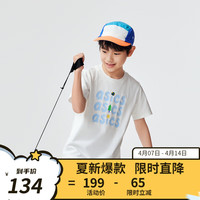 asics亚瑟士童装2024春夏季男女童吸湿速干柔软舒适趣味短袖T恤 10本白 160cm