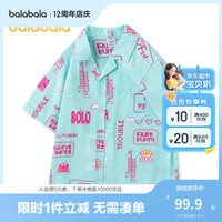 巴拉巴拉 男童衬衫短袖衬衣夏装儿童女童薄款潮202223118201 绿红色调00346 160cm
