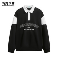 马克华菲【POLO领】长袖卫衣男2024春季亲肤舒适翻领印花时尚潮流上衣 001黑色 S