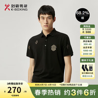 劲霸男装(K-Boxing)休闲简约夏季亲肤舒适时尚短袖polo衫男|FTCT2397 黑色 165/S