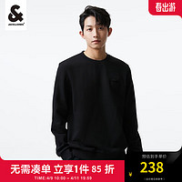 杰克·琼斯（JACK&JONES）春季男装法斗犬系列潮简约纯色纯棉舒适圆领上衣运动卫衣长袖 010黑 170/92A/S