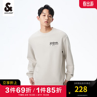 杰克琼斯 杰克·琼斯（JACK&JONES）2024春季潮男字母印花舒适纯棉宽松长袖圆领卫衣男224133045 C43缎白色 175/96A/M