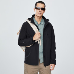 ninetygo90分男装休闲户外秋冬热反射布内里保暖可拆卸连帽夹克外套