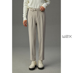 W2X 冬季加厚那不勒斯毛呢休闲裤男垂坠感直筒修身小西装裤长裤子