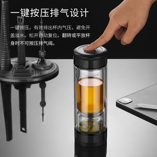 茶之恋 茶水分离杯行政版高档商务双层玻璃杯过滤红茶花茶杯实用 原素银 1个 360ml