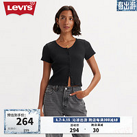 Levi's李维斯24春季女士针织开衫显瘦百搭 黑色 A7182-0001 XS