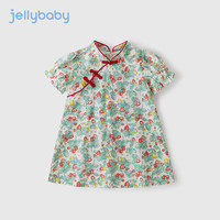 JELLYBABY 唐装中国风夏装女童旗袍裙纯棉