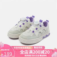 Kappa Kids福利款背靠背卡帕儿童运动鞋男童秋旋转纽扣防滑女童休闲易穿脱 米白/紫 26码
