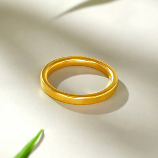 梦金园 足金素圈戒指3D硬金砂面细圈叠戴食指戒