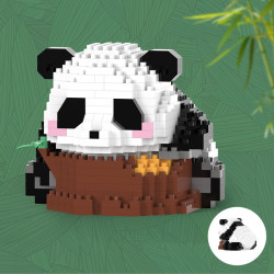 lelebrother乐乐兄弟国宝大熊猫积木花花萌兰福宝拼装玩具男女孩子