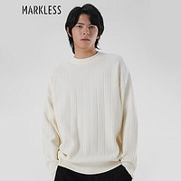 Markless 针织衫男春季肌理感休闲情侣圆领上衣 MSB3729M 珍珠白 XXL