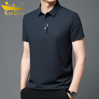 KIN DON 金盾 KINDON）长袖t恤男纯色翻领冰丝体恤衫Q118-上青 175/XL（建议140-160斤）