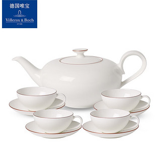 德国唯宝 Villeroy&Boch）玫瑰圆舞曲系列 进口骨瓷茶杯碟 家用欧式咖啡杯 精致咖啡壶 4人份茶具（1壶4杯4碟）