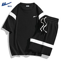 WARRIOR 回力 运动套装新款时尚套装夏季宽松休闲搭配运动短袖短裤两件套