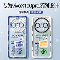 XP适用vivox100pro手机壳镜头全包防摔VIVO X100Pro保护套气囊透明软壳超薄卡通男女款-蓝框不发脾气