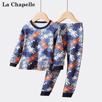 LA CHAPELLE MINI拉夏贝尔男童秋衣秋裤儿童内衣套装纯棉春秋全棉中小童男孩睡衣棉 【纯棉家居服】机器小熊 90