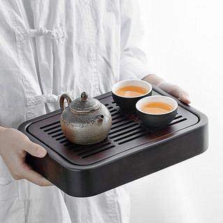 金镶玉实木小茶盘 储水式茶海茶台托盘 简约小型干泡长方形26.5*19.5cm