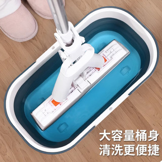 多亮拖地折叠水桶塑料拖把桶长方形提手储水拖地盆防溅加深带轮拖地桶 【灰白色】单个装