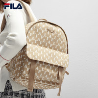 FILA 斐乐 女包背包2024春季时尚休闲老花双肩包通勤书包 麦糁杏-LK XS