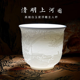 清明上河图白玉瓷茶杯 180ml