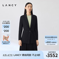 朗姿/LANCY2024春季黑色西装高级感通勤修身收腰系带外套女 黑色 4XL