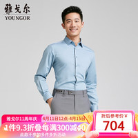 雅戈尔衬衫男士2024春夏青年男长袖衬衫 灰蓝素色 41