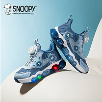 SNOOPY史努比童鞋儿童学步鞋男女童夏季单网透气发光亮灯鞋3840浅蓝蓝30 30码适合脚长17.9-18.4cm