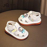 婧麒（JOYNCLEON）男童凉鞋夏季女童0一1岁宝宝鞋子婴儿鞋软底透气鞋子儿童学步 白色 16码 11.5cm