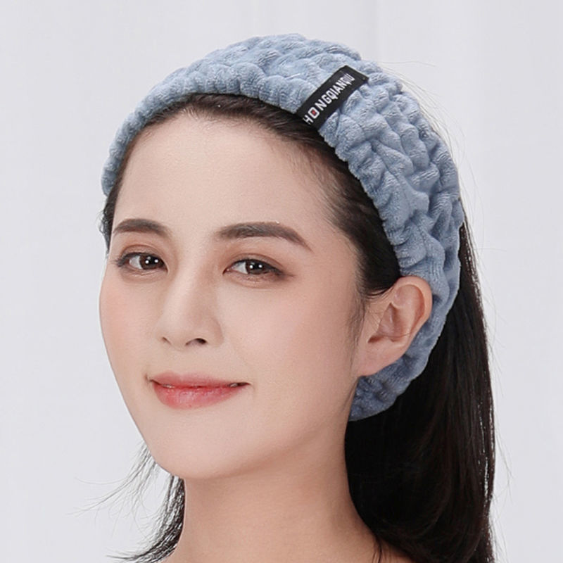 魅丽饰季洗脸束发带女简约化妆头套韩国可爱绑头饰敷脸发捆头带发箍 发带【青砖蓝】