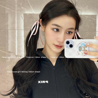 海伊朵芭蕾时尚美学少女丝带发蝴蝶结双马尾发饰发飘带绑发女发带 奶蓝色 （22米可裁剪）