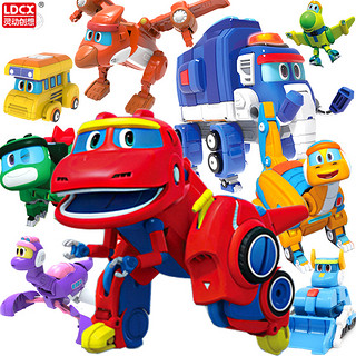 LDCX 灵动创想 帮帮龙儿童玩具全套变形正版新款探险队套装韦斯恐龙变形车警察队